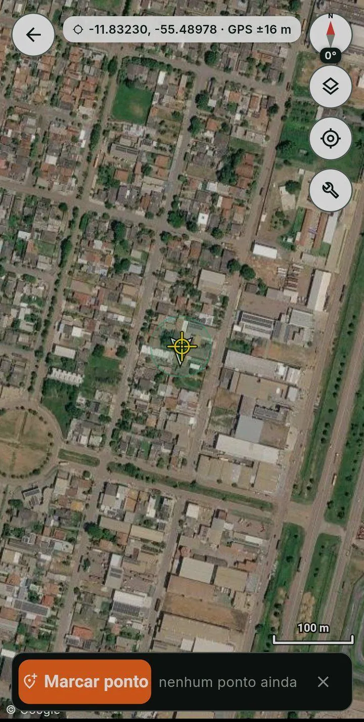 Ferramenta Marcar ponto do ForestMap: mira no centro do mapa e o botão Marcar ponto na parte de baixo