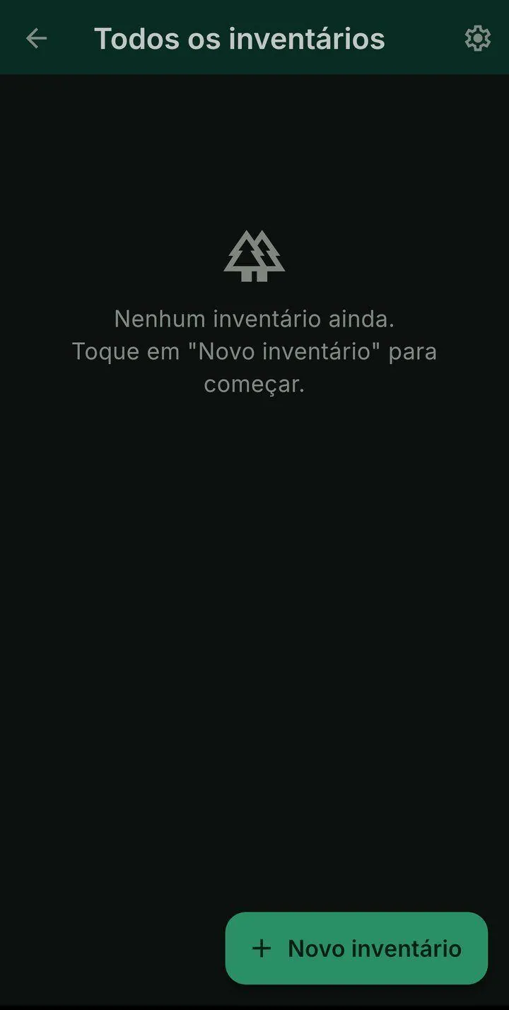 Tela Todos os inventários vazia, com o botão Novo inventário